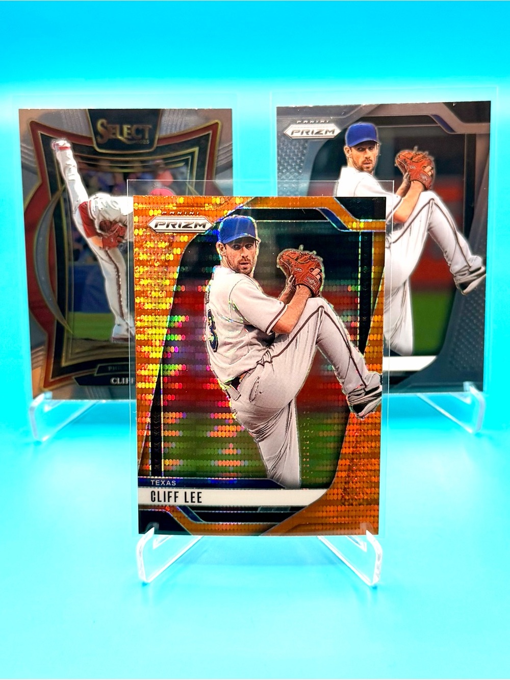 🔥CLIFF LEE Lot! 🔥Serial Numbered Orange Pulsar Prizm Refractor/Inserts 314/399